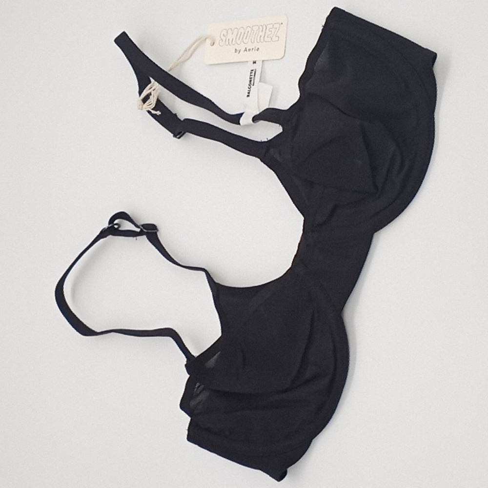 Aerie SMOOTHEZ Mesh Unlined Balconette Bra Black 32C